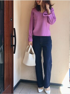 「&. NOSTALGIA（アンドドットノスタルジア）のアイテム（パンツ）」を使った、fumikaさん（レディース・163cm）の春コーディネート