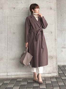 「reca（レカ）のアイテム（チェスターコート）」を使った、fumikaさん（レディース・163cm）の冬コーディネート
