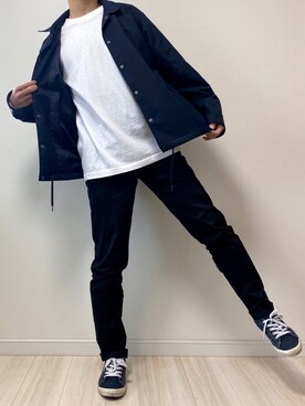 「しまむら（シマムラ）のアイテム（スニーカー）」を使った、まさん（メンズ・170cm）の春コーディネート