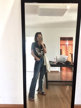 「Mo&Co.（モーアンドコー）のアイテム（パンツ）」を使った、Zoe@さん（レディース・166cm）の夏コーディネート