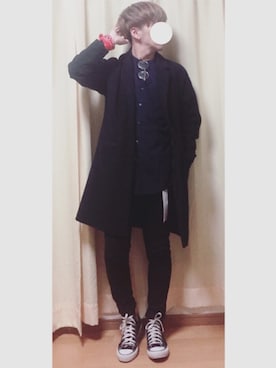 「ノーカラーシャツ」｜「アイテム（財布/小物）」を使った、じゅんぺいさん（メンズ・170cm）の冬コーディネート