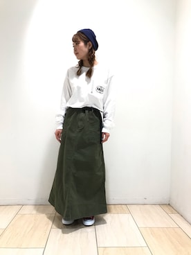 「MANASTASH（マナスタッシュ）のアイテム（帽子）」を使った、Renさん（レディース・153cm）の春コーディネート