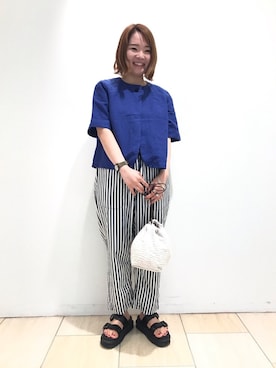 「巾着バッグ」｜「アイテム（ブルゾン）」を使った、Renさん（レディース・153cm）の夏コーディネート
