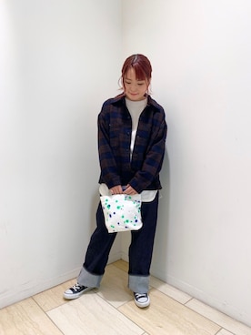 「MANASTASH（マナスタッシュ）のアイテム（ジャケット/アウター）」を使った、Renさん（レディース・153cm）の秋コーディネート
