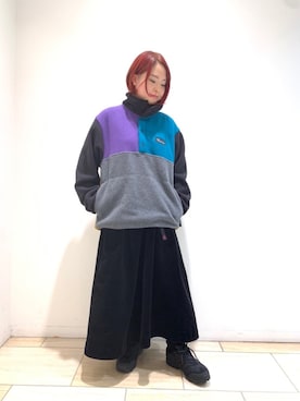 「MANASTASH（マナスタッシュ）のアイテム（ジャケット/アウター）」を使った、Renさん（レディース・153cm）の冬コーディネート