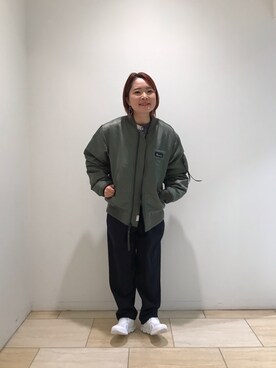「MANASTASH（マナスタッシュ）のアイテム（MA-1）」を使った、Renさん（レディース・153cm）の冬コーディネート