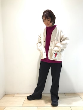「リラックスパンツ」｜「アイテム（ジャケット/アウター）」を使った、Renさん（レディース・153cm）の冬コーディネート