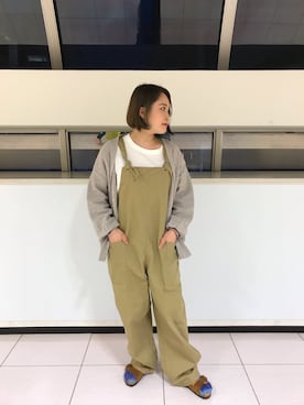 「MANASTASH（マナスタッシュ）のアイテム（オールインワン・サロペット）」を使った、Renさん（レディース・153cm）の冬コーディネート