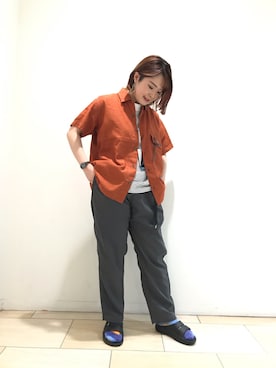 「and wander（アンドワンダー）のアイテム」を使った、Renさん（レディース・153cm）の春コーディネート
