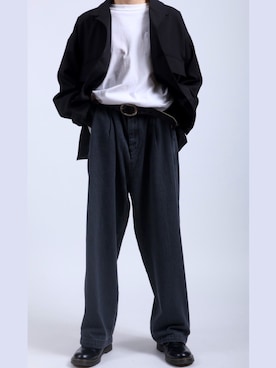 「ブラック×ホワイト」｜「アイテム（ブルゾン）」を使った、Salong hameu【Official】さん（メンズ・173cm）の冬コーディネート