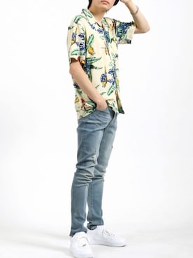 「レーヨンシャツ」｜「アイテム（その他）」を使った、Salong hameu【Official】さん（メンズ・173cm）の夏コーディネート