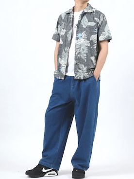 「アロハシャツ」｜Salong hameu【Official】さん（メンズ・181cm）の夏コーディネート