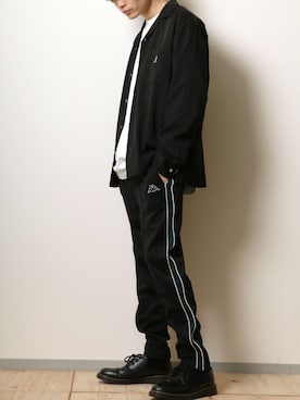 「ジャージーパンツ」｜「アイテム（ブーツ）」を使った、Salong hameu【Official】さん（メンズ・173cm）の秋コーディネート