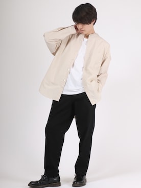 「オーバーサイズシャツ」｜「アイテム（その他）」を使った、Salong hameu【Official】さん（メンズ・175cm）の冬コーディネート