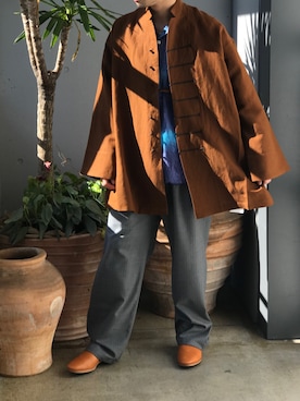 「bukht（ブフト）のアイテム（スラックス）」を使った、Takahiroさん（メンズ・170cm）の冬コーディネート