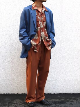 「bukht（ブフト）のアイテム（スラックス）」を使った、Takahiroさん（メンズ・170cm）の春コーディネート