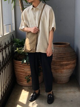 「HEALTH（ヘルス）のアイテム（パンツ）」を使った、Takahiroさん（メンズ・170cm）の夏コーディネート