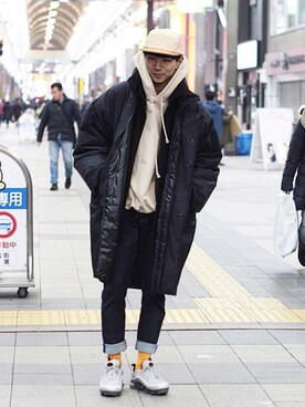 「Hender Scheme（エンダースキーマ）のアイテム（キャップ）」を使った、たてきさん（メンズ・174cm）の秋コーディネート