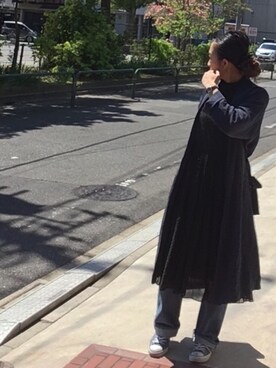 「ADAM ET ROPE'（アダムエロペ）のアイテム（チェスターコート）」を使った、SHIーIさん（レディース・160cm）の春コーディネート