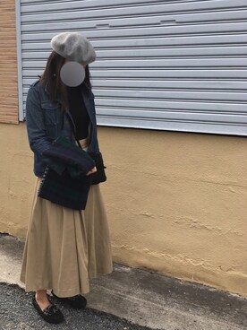 「NANO universe（ナノユニバース）のアイテム（ハンチング/ベレー帽）」を使った、SHIーIさん（レディース・160cm）の秋コーディネート