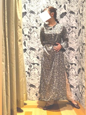 「Green　Parks（グリーンパークス）のフラワーパイピングサックワンピース＊＊（ワンピース、ブラック系）」を使った、lil☺︎☺︎     さん（レディース・154cm）の冬コーディネート