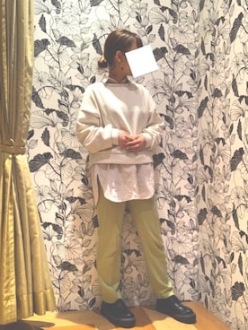 「earth music&ecology（アースミュージックアンドエコロジー）のもちぽわバックリボンプルオーバー　＊＊（Tシャツ/カットソー、ホワイト系）」を使った、lil☺︎☺︎     さん（レディース・154cm）の春コーディネート