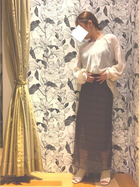 「Green　Parks（グリーンパークス）のギャザー配色チュニック＊（Tシャツ/カットソー）」を使った、lil☺︎☺︎     さん（レディース・154cm）の春コーディネート