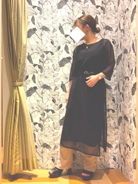 「Green　Parks（グリーンパークス）のSET2点 メッシュワンピ+インナーワンピ＊（ワンピース、ブラック系）」を使った、lil☺︎☺︎     さん（レディース・154cm）の夏コーディネート