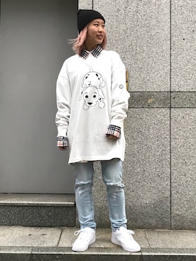 「101匹わんちゃん」｜「アイテム（シャツ/ブラウス）」を使った、𝘺𝘶𝘮𝘢 𝘢𝘳𝘢𝘬𝘪さん（レディース・154cm）の秋コーディネート