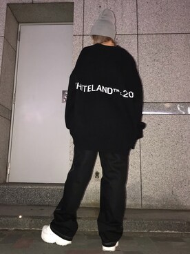 「KaneZ（ケインズ）のKaneZ/ケインズ/CHAOS BEANIE（ニットキャップ/ビーニー）」を使った、𝘺𝘶𝘮𝘢 𝘢𝘳𝘢𝘬𝘪さん（レディース・154cm）の秋コーディネート