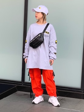 「KaneZ（ケインズ）のKaneZ/ケインズ/U.M.M.I.P.E CAP（キャップ）」を使った、𝘺𝘶𝘮𝘢 𝘢𝘳𝘢𝘬𝘪さん（レディース・154cm）の冬コーディネート