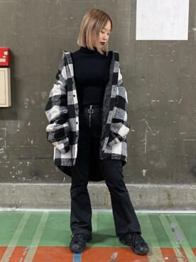「whiteland」｜「アイテム（その他アウター）」を使った、𝘺𝘶𝘮𝘢 𝘢𝘳𝘢𝘬𝘪さん（レディース・154cm）の冬コーディネート