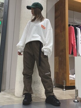 「WHITELAND（ホワイトランド）のアイテム（スウェット）」を使った、𝘺𝘶𝘮𝘢 𝘢𝘳𝘢𝘬𝘪さん（レディース・154cm）の夏コーディネート