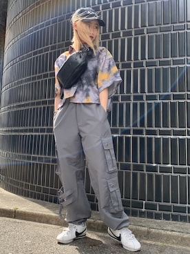 「L.H.P（エルエイチピー）のアイテム（カーゴパンツ）」を使った、𝘺𝘶𝘮𝘢 𝘢𝘳𝘢𝘬𝘪さん（レディース・154cm）の春コーディネート