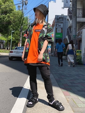 「L.H.P（エルエイチピー）のアイテム（帽子）」を使った、𝘺𝘶𝘮𝘢 𝘢𝘳𝘢𝘬𝘪さん（レディース・154cm）の春コーディネート