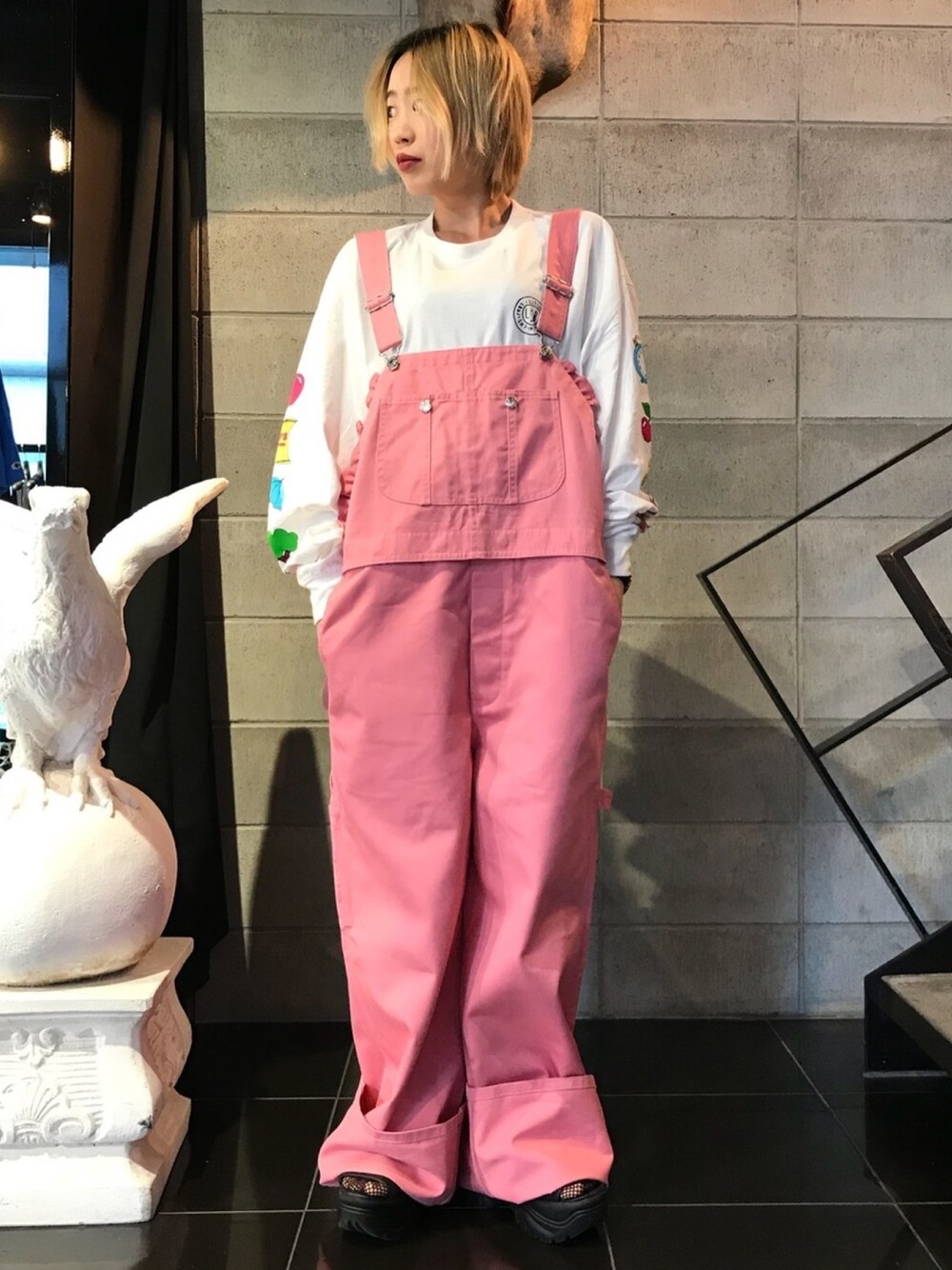 レディース Little sunny bite × DICKIES ピンク オーバーオール