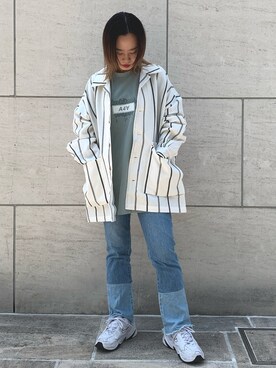 「WHITELAND（ホワイトランド）のWHITELAND/ホワイトランド/リネンシャツ（シャツ/ブラウス）」を使った、𝘺𝘶𝘮𝘢 𝘢𝘳𝘢𝘬𝘪さん（レディース・154cm）の春コーディネート