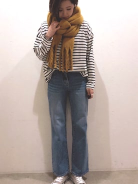 「アイテム（Tシャツ/カットソー、その他）」を使った、ごとみさん（レディース・164cm）の秋コーディネート