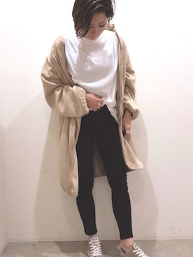 「Auntie Rosa Holiday（アンティローザホリデー）のアイテム（ブルゾン）」を使った、ごとみさん（レディース・164cm）の秋コーディネート