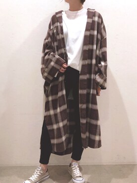 「ロング」｜「アイテム（チェスターコート）」を使った、ごとみさん（レディース・164cm）の秋コーディネート
