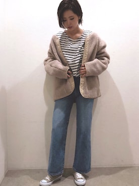 「Auntie Rosa Holiday（アンティローザホリデー）のアイテム（ブルゾン）」を使った、ごとみさん（レディース・164cm）の秋コーディネート