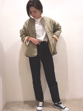 「Auntie Rosa Holiday（アンティローザホリデー）のアイテム（ブルゾン）」を使った、ごとみさん（レディース・164cm）の秋コーディネート