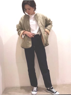 「Auntie Rosa Holiday（アンティローザホリデー）のアイテム（ブルゾン）」を使った、ごとみさん（レディース・164cm）の冬コーディネート