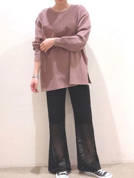 「Auntie Rosa Holiday（アンティローザホリデー）のアイテム（その他パンツ）」を使った、ごとみさん（レディース・164cm）の冬コーディネート