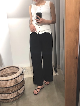 「Auntie Rosa Holiday（アンティローザホリデー）のアイテム（その他パンツ）」を使った、ごとみさん（レディース・165cm）の夏コーディネート