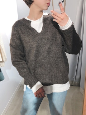 「アイテム（トップス、ブラウン系）」を使った、ごとみさん（レディース・165cm）の冬コーディネート