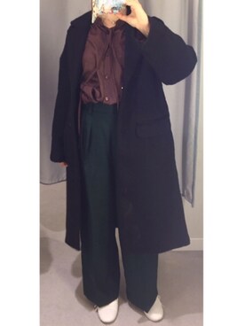 「H&M（エイチ・アンド・エム）のアイテム（チェスターコート）」を使った、モスマンさん（レディース・150cm）の秋コーディネート