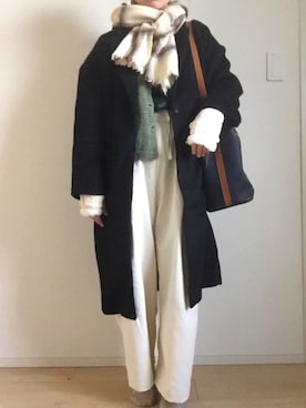 「H&M（エイチ・アンド・エム）のアイテム（チェスターコート）」を使った、モスマンさん（レディース・150cm）の冬コーディネート
