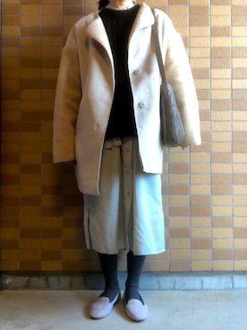 「SENSE OF PLACE by URBAN RESEARCH（センスオブプレイスバイアーバンリサーチ）のアイテム（ムートンコート）」を使った、モスマンさん（レディース・150cm）の冬コーディネート