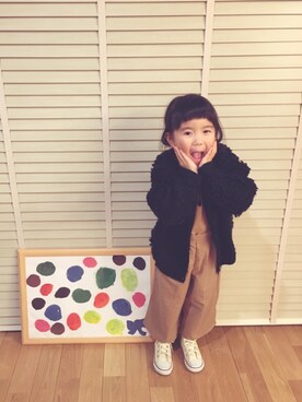 「GLOBAL WORK（グローバルワーク）のアイテム（オールインワン・サロペット）」を使った、yumm.さん（キッズ・110cm）の冬コーディネート